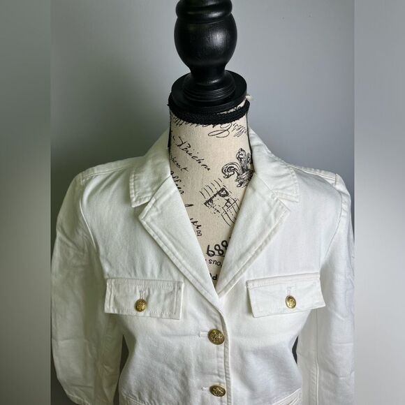 J.Crew Denim blazer-jacket in white NWT Size 0 - Picture 4 of 11